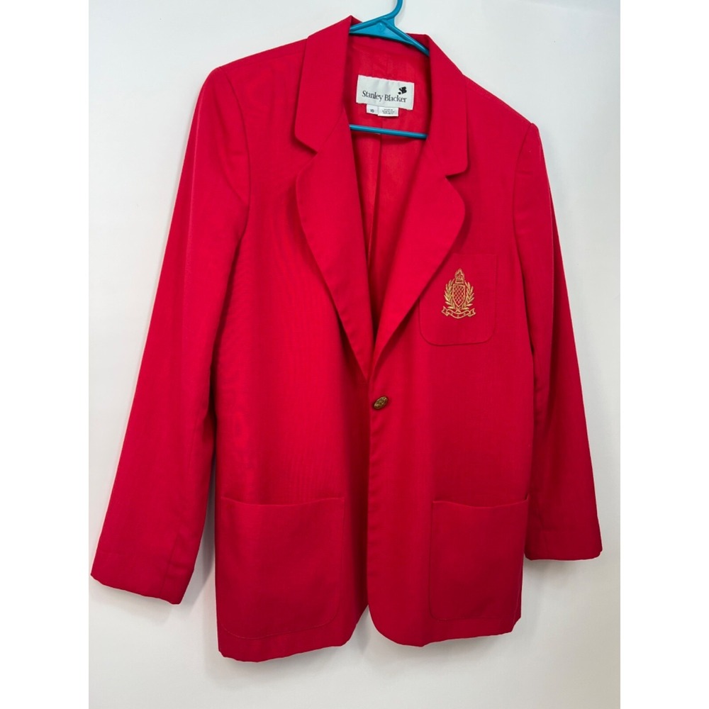 Stanley Blacker Vintage Red Sport Coat Women's 10 Blazer One‎ Button